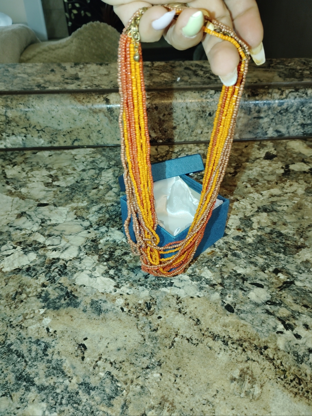 Warm Tone Beaded Necklace Multi Strand.Nwt - Picture 2 of 16